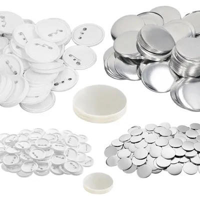 200 Knopf-Rohlinge 32–58 mm, Metall + Kunststoff, DIY-Badges