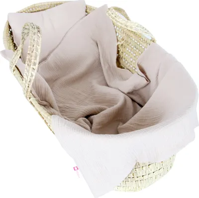 Produktbild von BabyLux Musselin Decke 75 x 100 cm + Kissen für Kinderwagen Wiege Babybett KM3 - Beige
