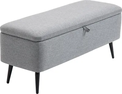 Produktbild von Sitzbank, Sitztruhe, Polsterbank, Leinenoptik, bis 150kg, 101x38,5x44,5 cm, Grau