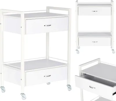 Produktbild von Helfer Friseur Kosmetikwagen Rolltisch zum Färben 87017W zum Schönheitssalon Regal mit Regalen