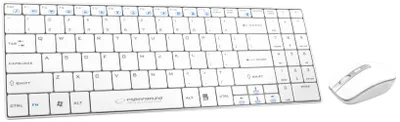A white keyboard and mouse set on a white background.