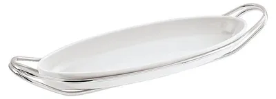 Productafbeelding van Sambonet Fischplatte 65x25 Versilbert/Porzellan 55403L65