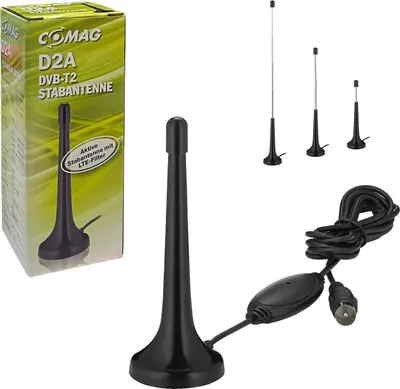 Produktbild von DVB-T2 Antenne mit Verstärker und LTE Filter für digitales HD Fernsehen und DAB Radio. Aktive 360° Zimmerantenne mit Magnetfuß (Digital TV, 4K, HDTV, DVB-T2, DAB, DAB+)