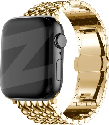 Produktbild von Bandz Stahlband 'Dragon' passend für Apple Watch 1/2/3/4/5/6/8/9/SE/Ultra (2) - Größe 42/44/45/49mm - Apple Watch Armband aus Goldstahl