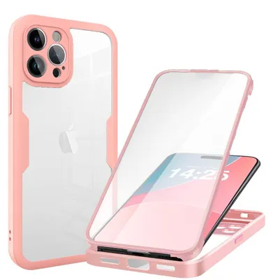 Produktbild von 360 Grad Rundum Schutz Handyhülle für Apple iPhone 15 Pro Full Cover Vollschutz Case Farbe: Rose