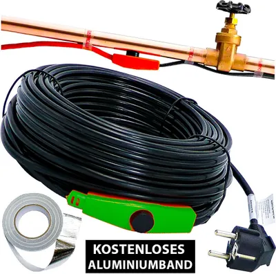Obrázek produktu pro Topný kabel s termostatem, trubková topná páska, ochrana proti zamrznutí, 1 metr, 16 W, 230 V, topný vodič, kabel