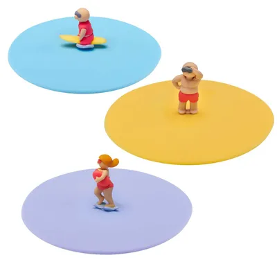 Image de Couvercle en silicone "Surveillance de plage" Présentoir de 24 pièces, triple assortiment