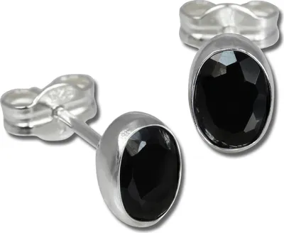 Produktbild von SilberDream Ohrstecker Damen Silber schwarz oval Zirkonia Ohrringe SDO552S