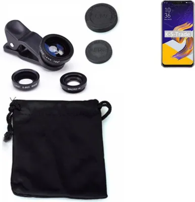 Produktbild von K-S-Trade Smartphone Kamera Linsen Set Kompatibel mit Asus ZenFone 5 ZE620KL 3in1 Clip-On Kamera Adapter Macro Weitwinkel FishEye Fischauge Objektiv