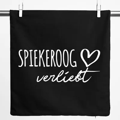 Produktbild von Huuraa Kissenbezug Spiekeroog verliebt 40x40cm Black Baumwolle Dekokissenbezug Geschenkidee