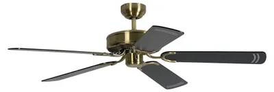 Produktbild von Deckenventilator ohne Beleuchtung Potkuri, Gehäuse Messing Antik, Flügel in Schwarz, 132 cm, für Räume bis zu 25m²
