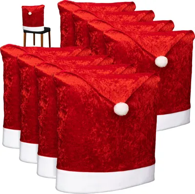 Produktbild von COM-FOUR® 8x Premium Stuhlhusse - Weihnachtsdekoration für Stühle - Schonbezüge im weihnachtlichen Design - Sitzmöbel-Überzüge - Stuhlbezug für Weihnachten - Stuhlabdeckung