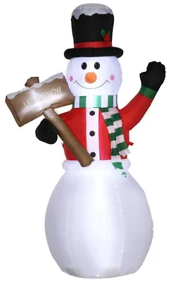 Imagen del producto de Muñeco de nieve inflable con luces LED - Decoración navideña | Color: Blanco | Dimensiones: 70x103x180 cm
