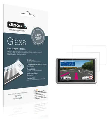 Produktbild von 2x Schutzfolie für Garmin nüvi 1340T - Anti-Shock 9H Folie dipos Glass Kunststoffglas