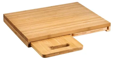 Image de KESPER Lot de 3 planches à découper Bambou - 1 grande planche (39,2x30x3,8 cm) avec 2 planches intégrées amovibles - gain de place - 58360