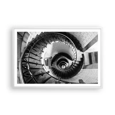 Produktbild von Gerahmtes Poster - Weißer Rahmen - Treppe Spirale Perspektive - 91,5x61 cm - Wand Bild - Wanddeko - Wandbilder - Kunstposter - Wandposter - Bilderrahmen - Bilder - Kunstdruck - P2WAA91x61-4384