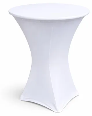 Produktbild von Stretch-Husse für Stehtisch Ø 80 cm, Höhe 110 cm – elastisch, knitterfrei - Weiß