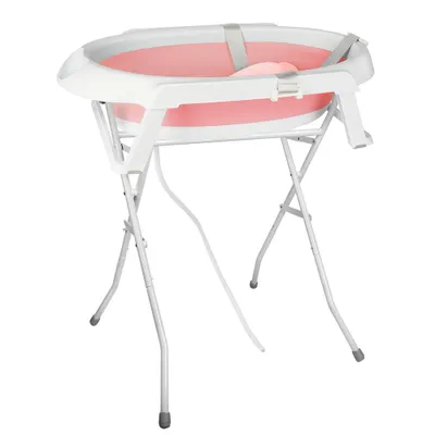 Produktbild von Babybadewanne mit Ständer,Faltbar Badewanne Baby für Baby 0-12 Jahre und Neue Mutter,Neugeborene Babybadewanne 66x61x82cm Rosa