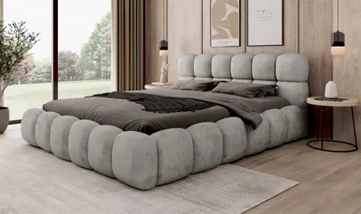 Productafbeelding van Gestoffeerd bed AURELIA, 160x200 cm, complete set, stof Aprodite, grijs