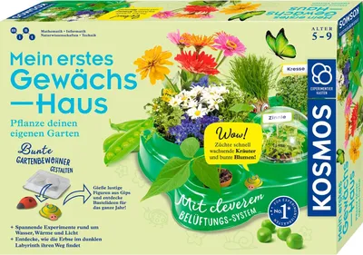 The image shows the packaging of a children's science kit for growing plants.