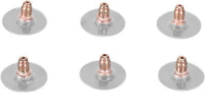 Produktbild von 925-Silberne Ohrstecker in Rosé-Goldfarbe, 3 Stück, sicherer Schlossknopf für Damen und Mädchen