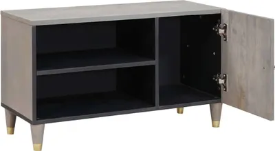 Immagine prodotto di vidaXL Mobile TV con ripiano Grigio 80 x 33 x 46 cm Legno massello Mango