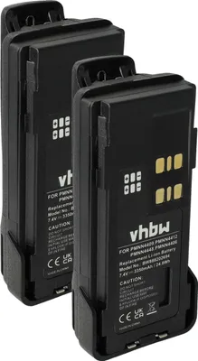Produktbild von vhbw 2x Akku kompatibel mit Motorola DP4800, P8608, DP4601, GP328D, DP4801, P8660 Funkgerät, Walkie Talkie (3350 mAh, 7,4 V, Li-Ion) + Gürtelclip
