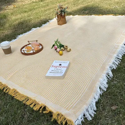 Produktbild von 90 x 180cm Picknickmatte, Campingdecke Teppiche Decken Picknickdecke Sofamatte Reiseteppich Stranddecke Strandmatte Gelb