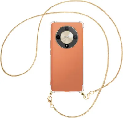 Produktbild von Handykette Backcover-Schutzhülle mit Band (Metall goldfarben) für Honor X9b (6.78'') - goldfarbene Snake-Kette