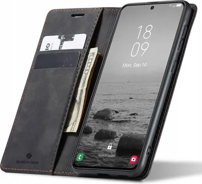 Obrázek produktu pro Pouzdro s klopou na telefon SPACECASE Wallet pro Galaxy S23+ Černá