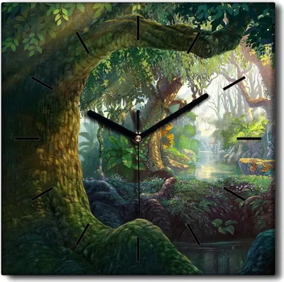 Produktbild von Coloray Uhr auf Leinwand 30x30 cm Wand Uhr Dekoration Wohnzimmer Segeltuch schwarze Hände -Kunst-Fantasiewald.