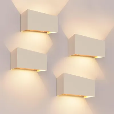 Image de Ledvion lot de 4 applique murale LED beige 9,5W IP54 Up Down