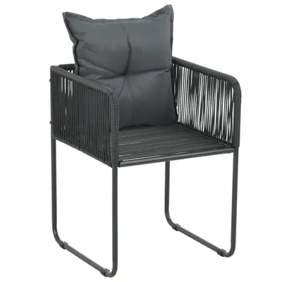 Produktbild von vidaXL Gartenstühle 4 Stk. mit Kissen Poly Rattan Schwarz