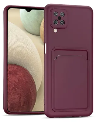 A close-up of a phone case with a card slot, placed next to a phone.
