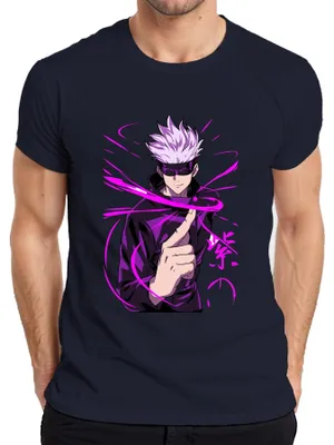 Immagine prodotto di Maglietta da uomo Jujutsu Kaisen Satoru Gojo Blindfold Purple Energy Fan Gift, Navy, M
