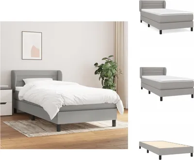 Imagen del producto de vidaXL Base de cama con somier y colchón, color gris claro, 100x200 cm, tapizado en tela - Camas y estructuras de cama