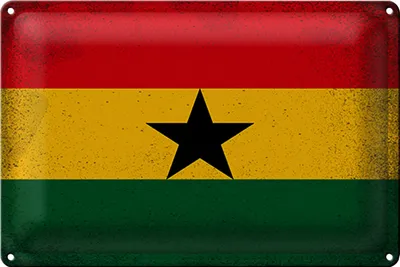 Produktbild von Blechschild Flagge Ghana 18x12cm Flag of Ghana Vintage