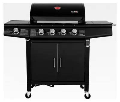 Produktbild von Gasgrill 4+1 Grillwagen Edelstahl-Brenner mit Seitenkocher Schwarz