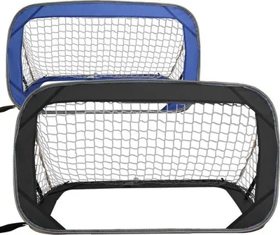 Immagine prodotto di Set di 2 porte da calcio per bambini da giardino - Pieghevoli 80 x 60 x 60 cm - Telaio in acciaio e pali in fibra di vetro - Facili da montare - Poliestere resistente alle intemperie.