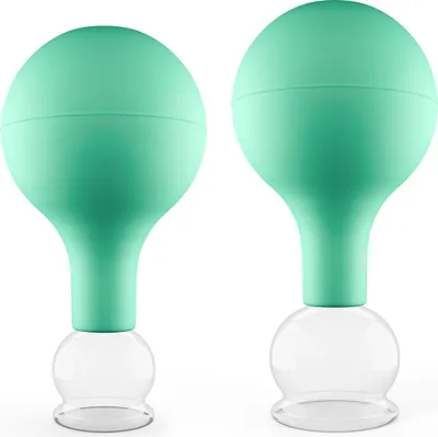 Produktbild von Pulox Schröpfgläser Set aus Echtglas 2 Stück. 2,5cm und 3,2cm Grün