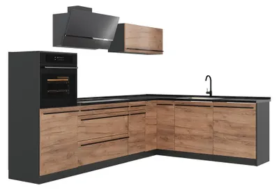 Immagine prodotto di Cucina angolare completa Vicco R-Line Rovere dorato/Antracite 287 x cm senza piano di lavoro, Model 61378