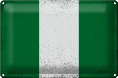 Produktbild von Blechschild Flagge Nigeria 30x20cm Flag of Nigeria Vintage