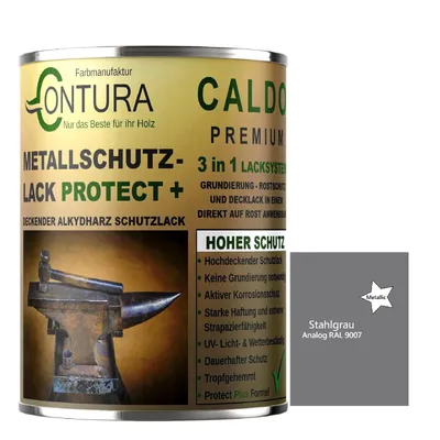 Produktbild von Contura 3 in 1 Rostschutzfarbe 1Liter. Metallschutzlack GLÄNZEND RAL Metall Lack Farbe Grundierung Rost - RAL 9007 Stahlgrau Metallic