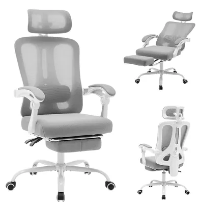 Obrázek produktu pro Kancelářská židle, ergonomický design, nastavitelná bederní opěrka, ŠEDÁ
