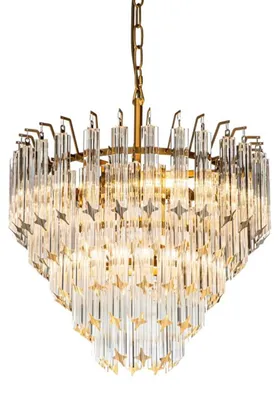 Produktbild von Casa Padrino Luxus Kronleuchter Gold Ø 45 x H. 40 cm - Fünfstufiger Kristall Lüster