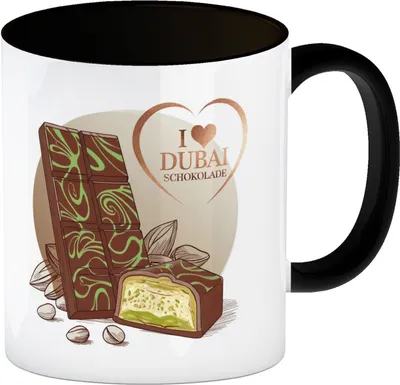 Produktbild von I Love Dubai Schokolade Kaffeebecher in schwarz