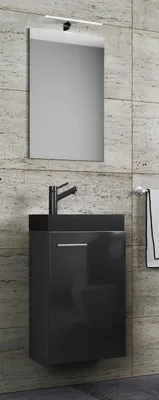 Produktbild von VCM 3-tlg Set | Waschplatz für Gäste WC | Gästebad | Waschtisch mit Spiegel | Badezimmer Set – Slito SP-BL