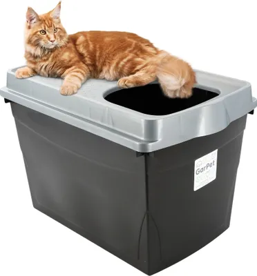Produktbild von Hop-In Katzenklo Katzentoilette Top Entry Jump-In XXL Haubentoilette Groß Einstieg oben Katzen WC Klo schwarz