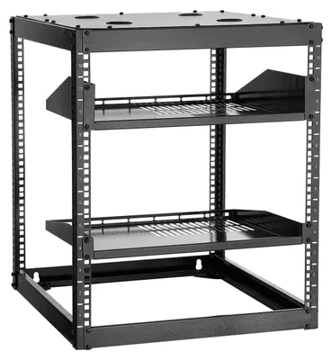 Immagine prodotto di VEVOR 12U Open Frame network rack, profondità 585 mm, montaggio a parete o come rack server indipendente, struttura a 4 montanti, con ripiani ventilati e accessori di montaggio, per dispositivi IT di rete e apparecchiature AV
