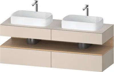 Produktbild von Duravit Qatego Konsolenwaschtischunterbau, 2 Auszüge, 2 Schubkästen, 2 Ausschnitte, 1600x550x600mm, Nische Eiche Natur, QA4779030830010